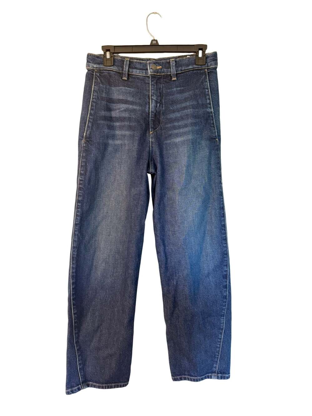 Vince Denim The High Waist Utility Trouser Womens 25 Blue Twist Seam Barrel